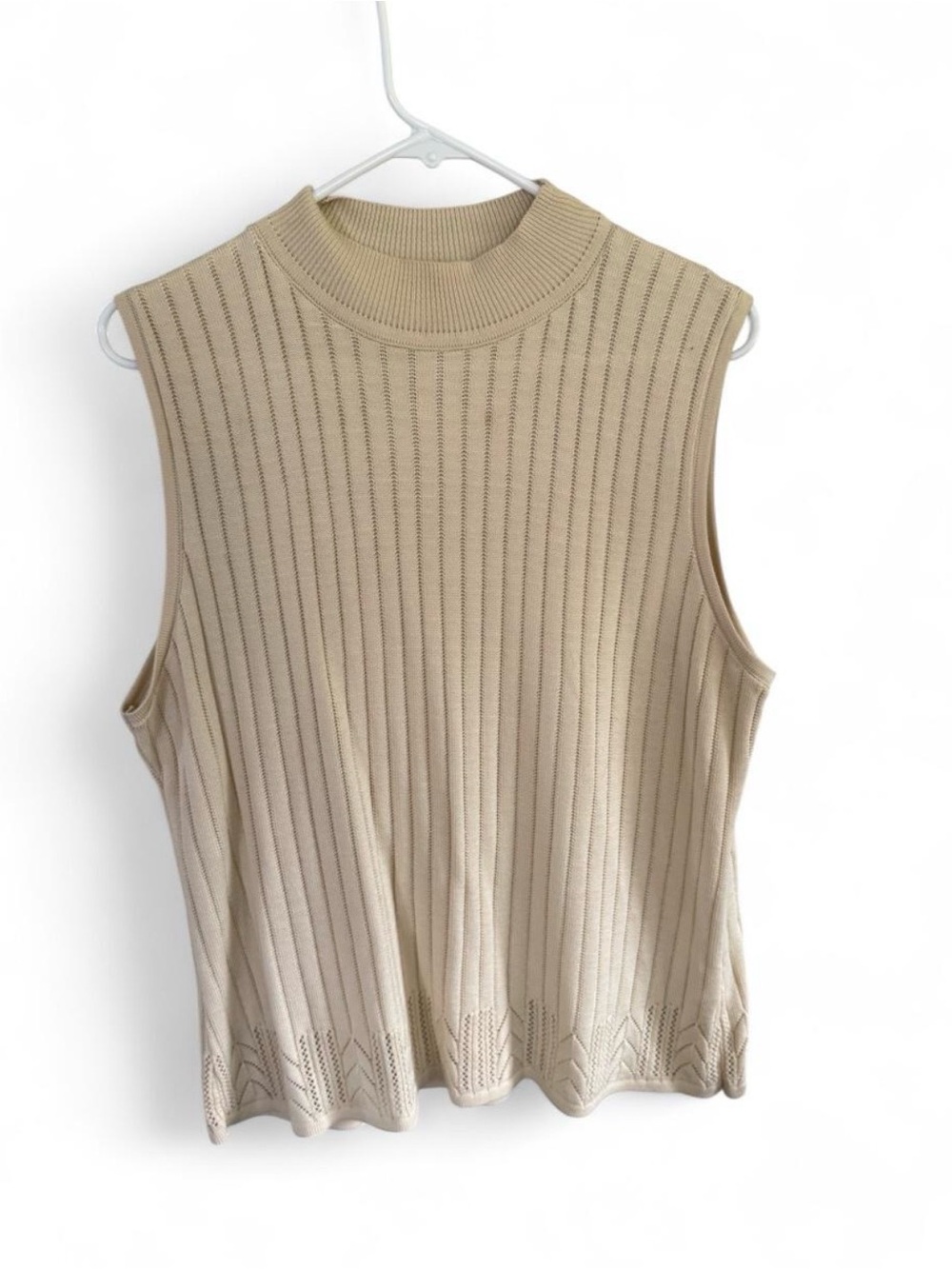Alfred Dunner Sleeveless Ribbed Tank - Beige